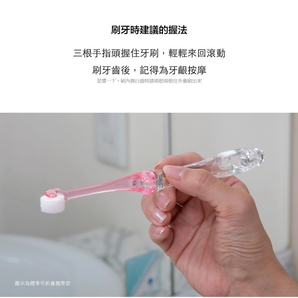 KURUN 日本牙齒專家 咕嚕潔淨滾輪折疊牙刷 滾輪牙刷 成人專用-細節圖5