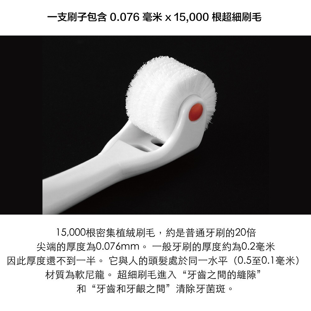 KURUN 日本牙齒專家 直立滾輪牙刷 EMO環保型 音波款 通用替換刷頭3入/盒-細節圖8