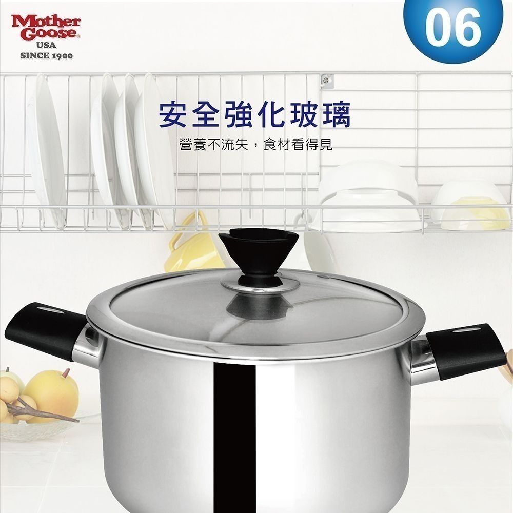 【美國鵝媽媽】比爾316不鏽鋼醫療級 七層複合金 雙耳湯鍋(22cm) 買一送一-細節圖10
