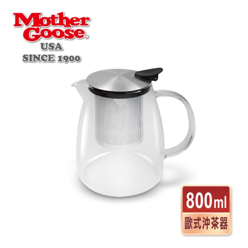 5月活動品-【美國MotherGoose 鵝媽媽】歐式玻璃沖泡茶壺800ml-580度耐高溫-買一送一共2入