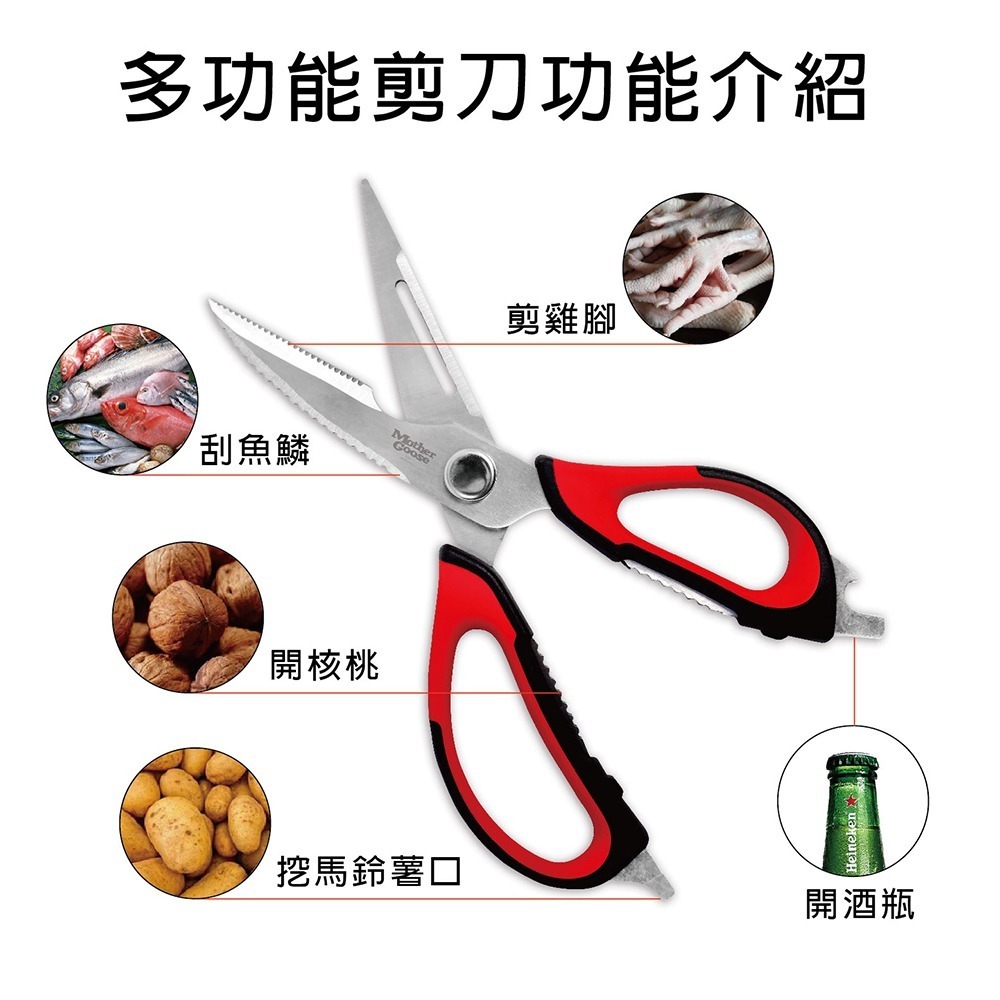 【美國MotherGoose 鵝媽媽】不鏽鋼二入料理刀具組 (主廚刀33cm+多功能料理剪刀23cm)-細節圖2