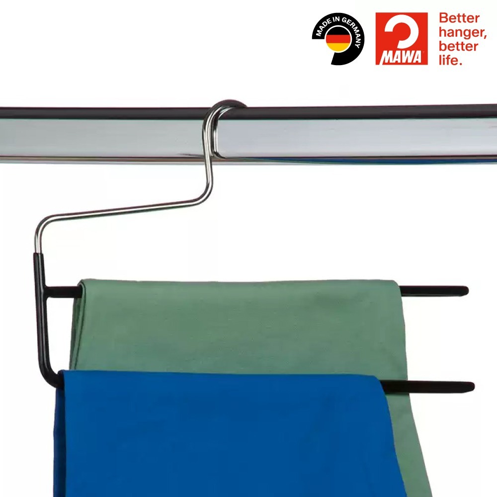 【德國MAWA】德國原裝進口無痕止滑雙排褲架33cm (10入/黑色) 防滑衣架 止滑衣架 無痕褲架 止滑褲夾 褲架-細節圖6