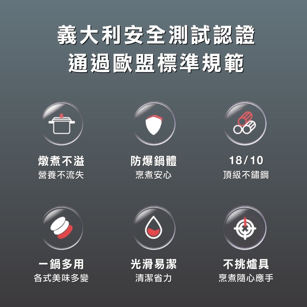 【Barazzoni】義大利原裝進口 喜莉多304不鏽鋼 IH導磁壓力鍋快鍋7L(22cm) 大容量快鍋 壓力鍋-細節圖8