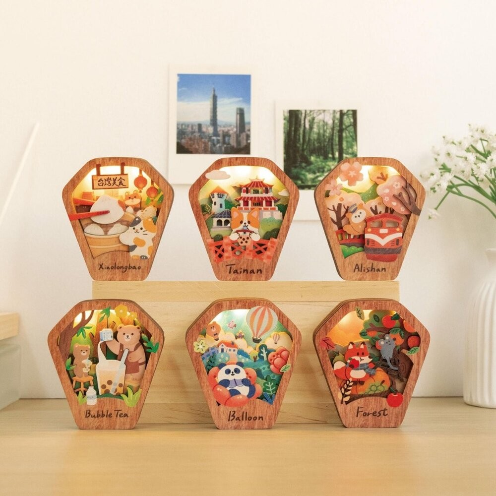 星願磁鐵燈 小夜燈裝飾 天燈造型 木製吸鐵 冰箱貼 台灣紀念品 遊木時光 TR台灣鐵道-細節圖3