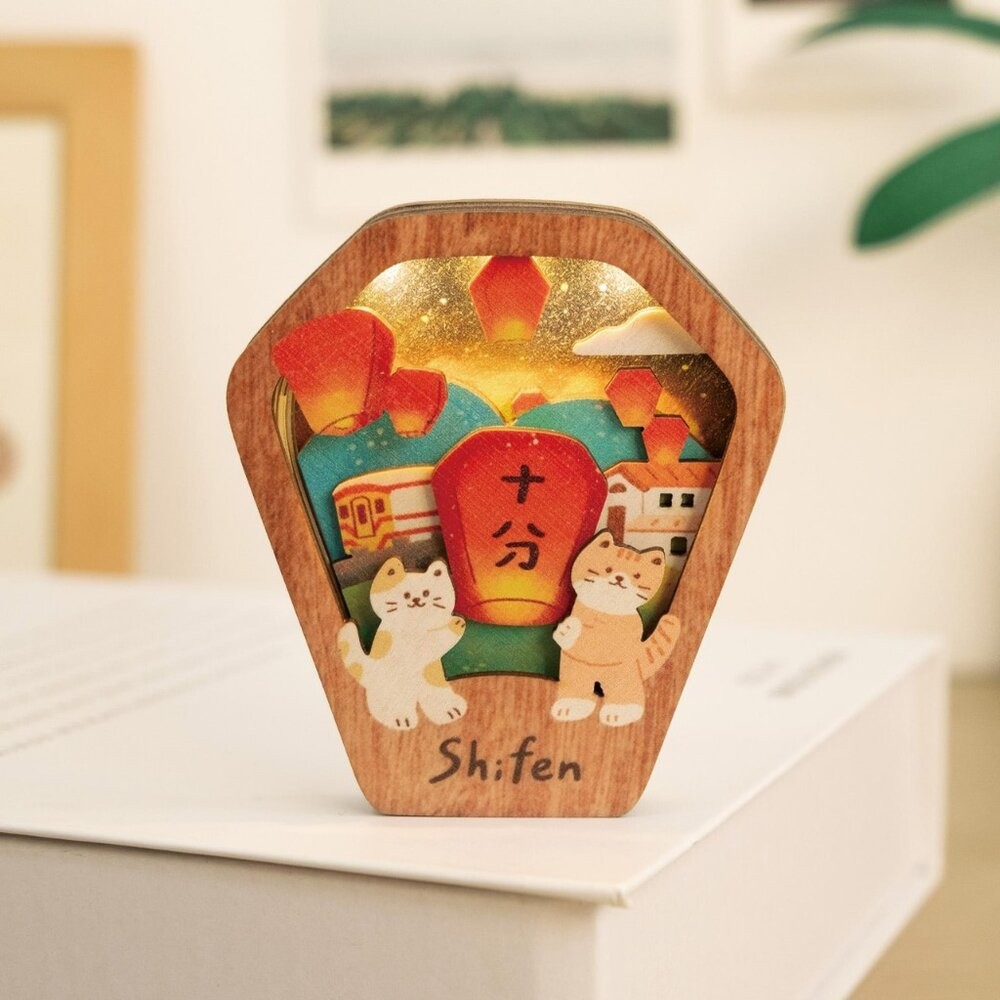 星願磁鐵燈 小夜燈裝飾 天燈造型 木製吸鐵 冰箱貼 台灣紀念品 遊木時光 TR台灣鐵道-規格圖7