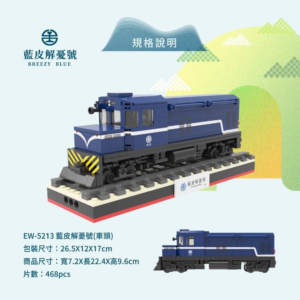 台鐵藍皮解憂號 BREEZY BLUE 台鐵便當 積木組 台灣火車積木 官方授權 TRUE WAY TOY TR台灣鐵道-規格圖6