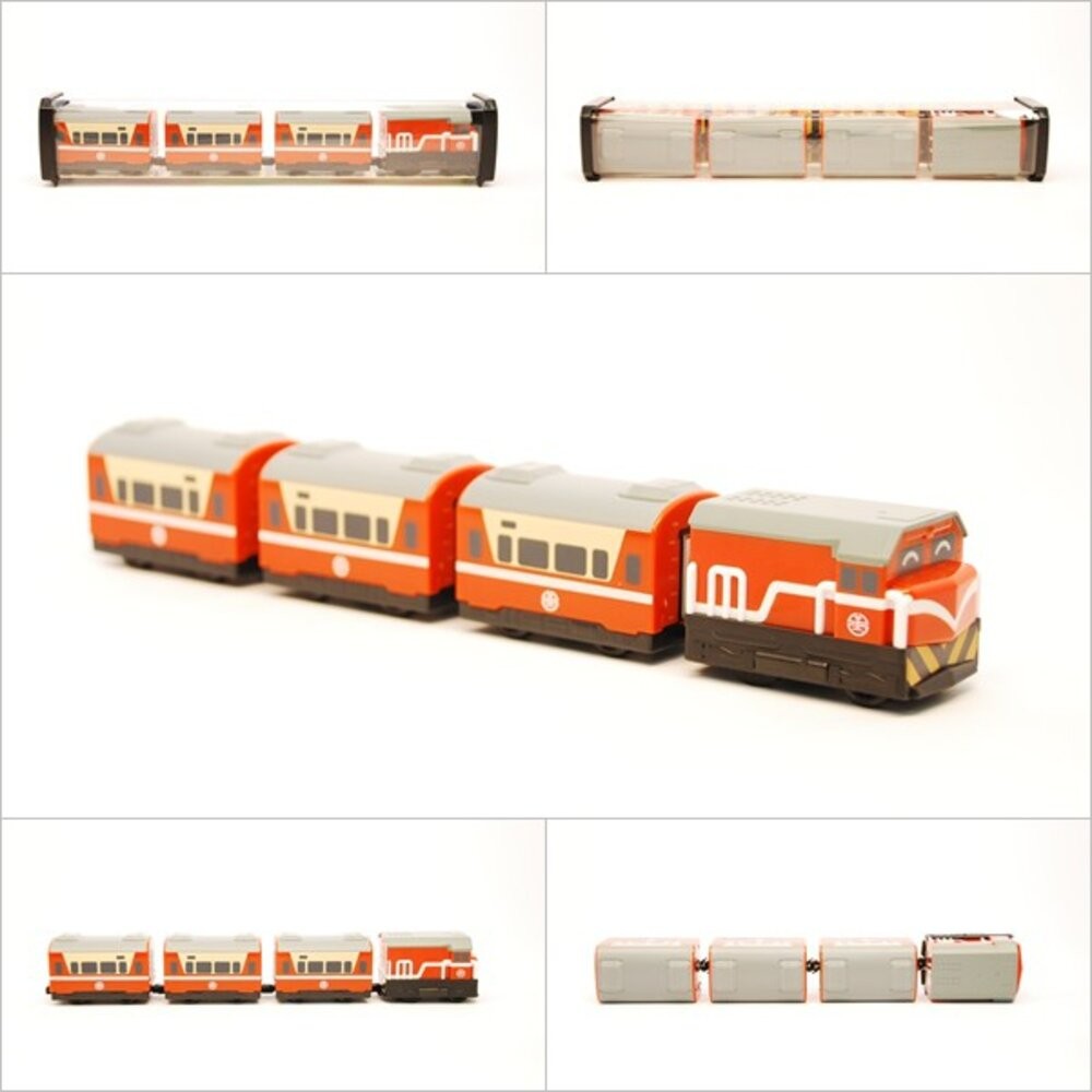 台鐵莒光號列車 R100型(橘) 鐵支路4節迴力小列車 迴力車 火車玩具 壓克力盒裝 QV007T1 TR台灣鐵道-細節圖2