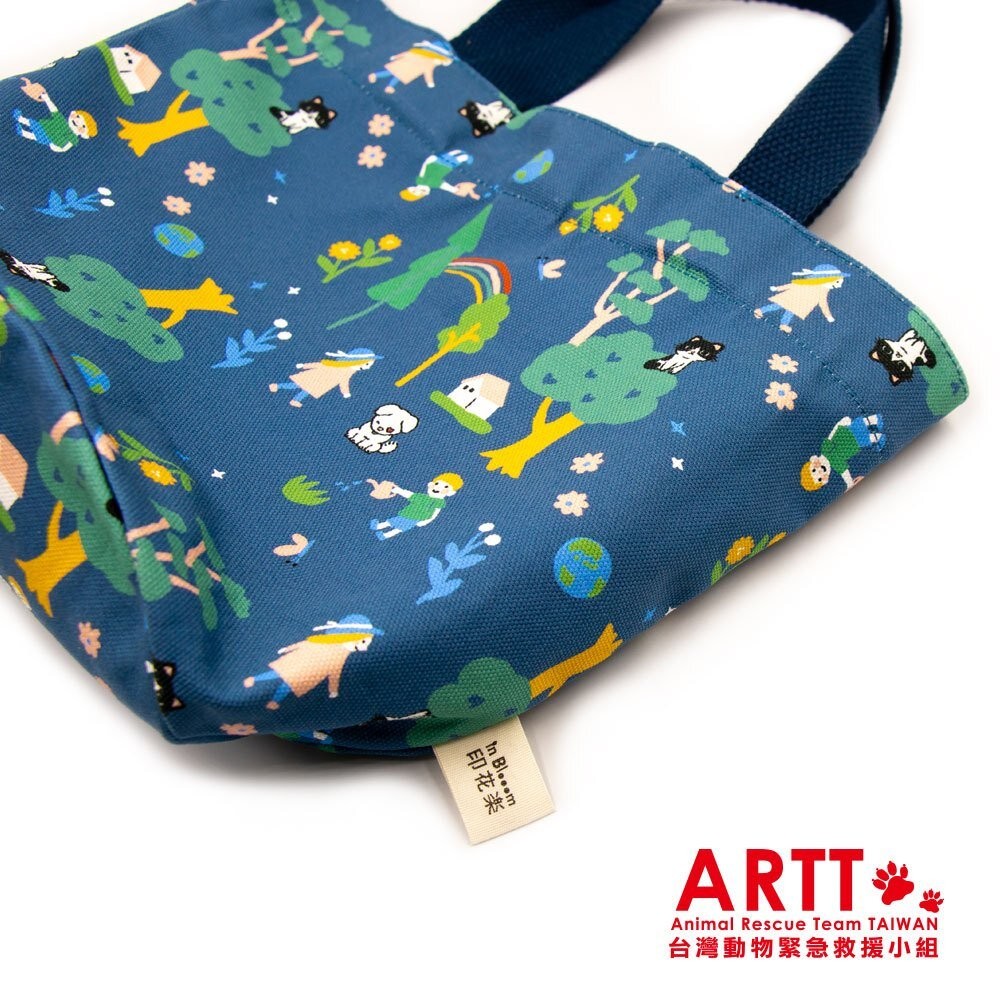 ARTT X 印花樂 inBlooom 圓底小提袋 手提包 便當袋 帆布袋 ARTT台灣動物緊急救援小組 TR台灣鐵道-細節圖2
