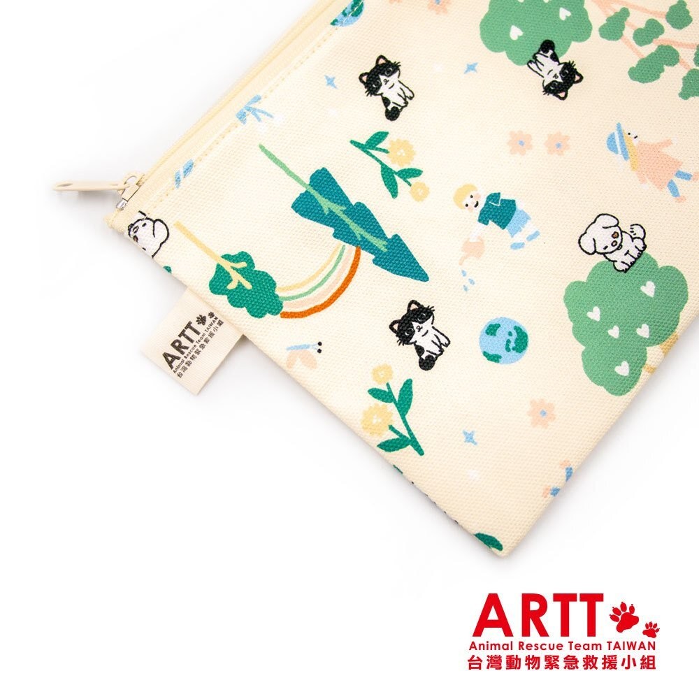 ARTT X 印花樂 inBlooom 拉鍊文具袋 帆布袋 化妝包 隨身包 ARTT台灣動物緊急救援小組 TR台灣鐵道-細節圖3