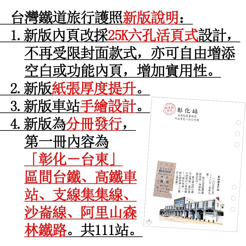 台灣鐵道旅行護照 鐵道篇 新版活頁本(一) 彰化-台東 TR封面版 台鐵紀念章集章本 手帳本 TR台灣鐵道-細節圖6