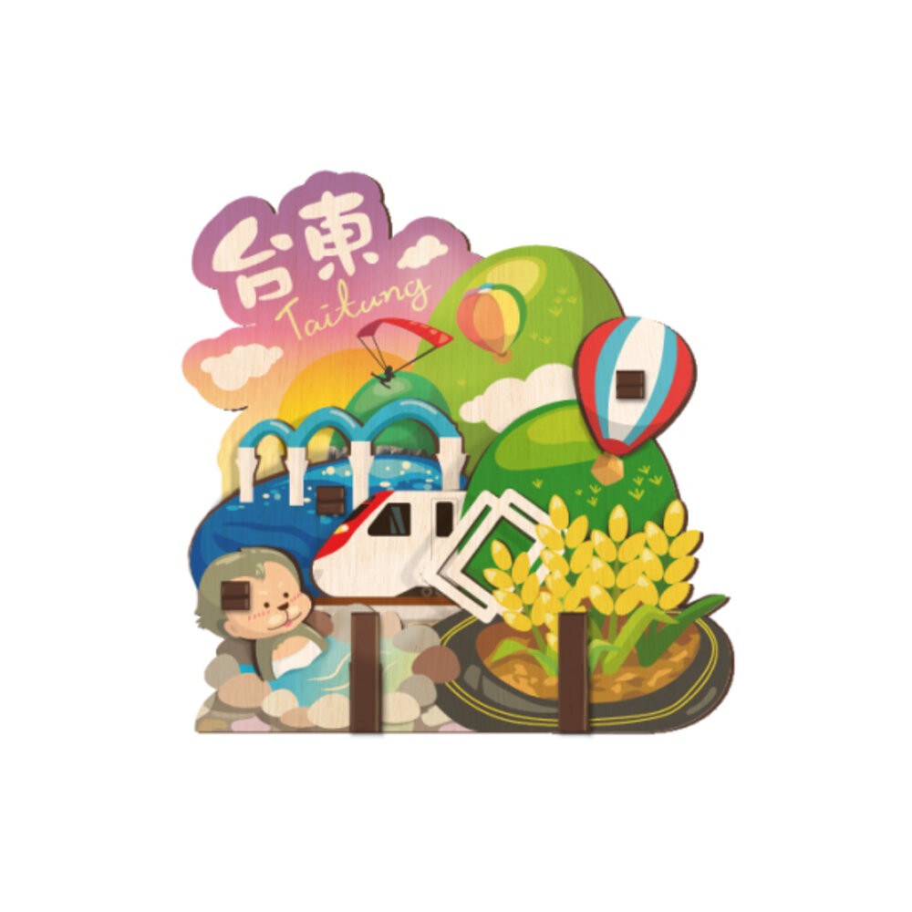 DIY立體木質冰箱貼 木質組合冰箱貼 木頭磁鐵 台灣景點冰箱貼 動手做 送禮 台灣文創 紀念品 新格子 TR台灣鐵道-規格圖8