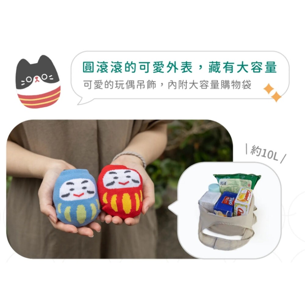好收袋 摺疊收納袋 環保袋 購物袋 防水 造型吊飾 猴子設計 TR台灣鐵道-細節圖4