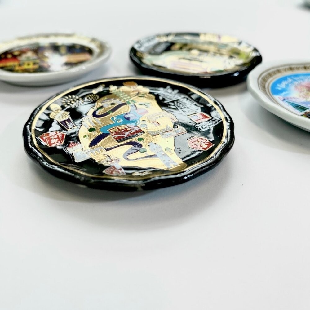小瓷盤冰箱貼 造型冰箱貼 插畫冰箱貼 小圓盤磁鐵 台灣紀念品 新格子 TR台灣鐵道-細節圖2