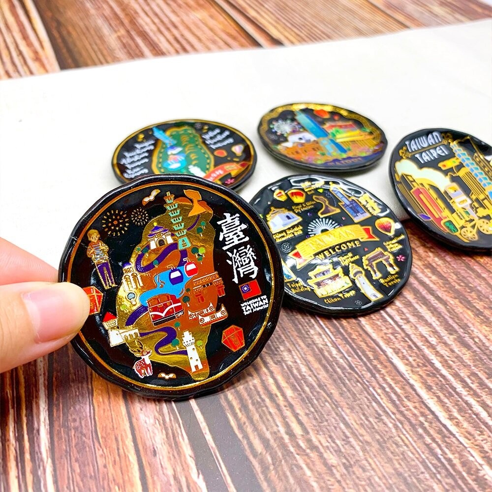 小瓷盤冰箱貼 造型冰箱貼 插畫冰箱貼 小圓盤磁鐵 台灣紀念品 新格子 TR台灣鐵道-細節圖3
