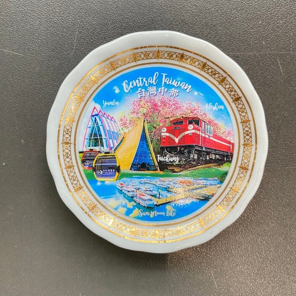 小瓷盤冰箱貼 造型冰箱貼 插畫冰箱貼 小圓盤磁鐵 台灣紀念品 新格子 TR台灣鐵道-規格圖4