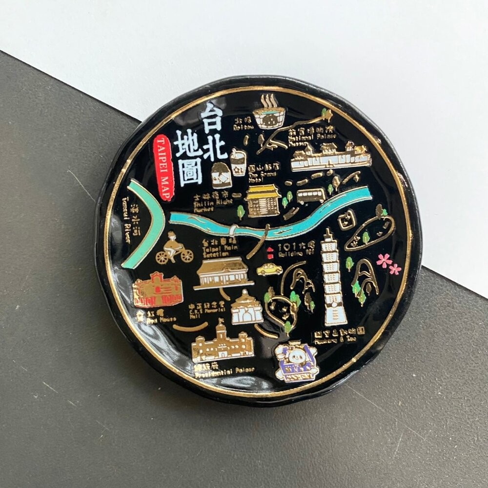 小瓷盤冰箱貼 造型冰箱貼 插畫冰箱貼 小圓盤磁鐵 台灣紀念品 新格子 TR台灣鐵道-規格圖4