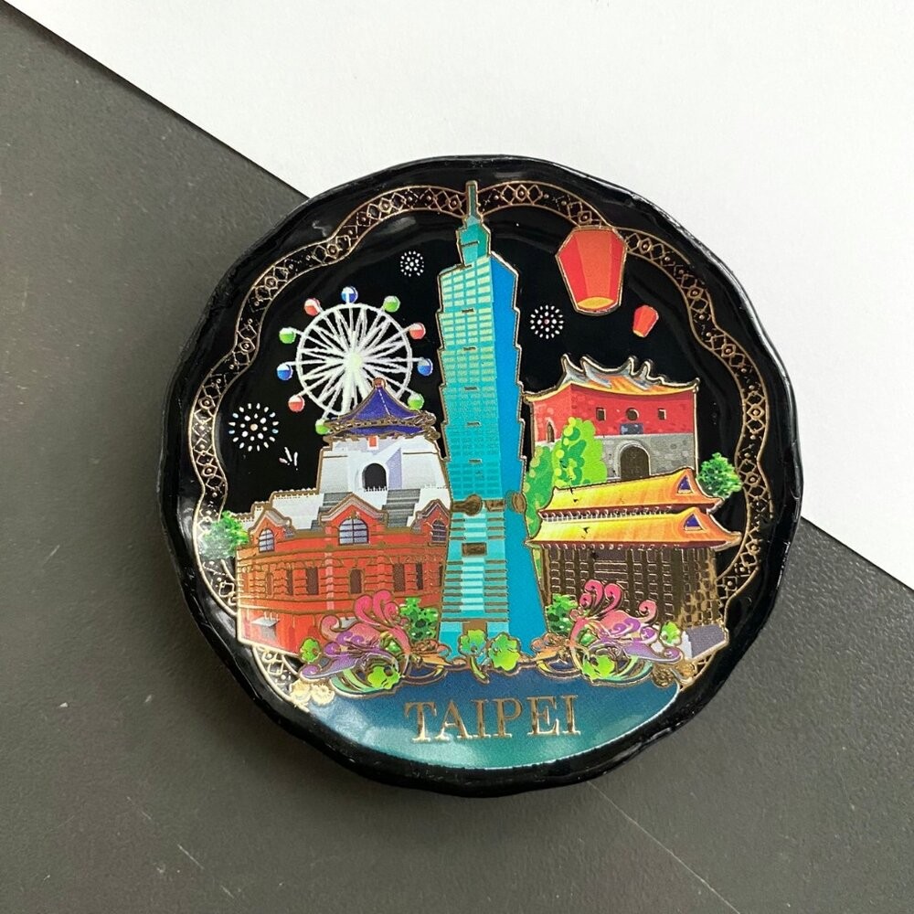 小瓷盤冰箱貼 造型冰箱貼 插畫冰箱貼 小圓盤磁鐵 台灣紀念品 新格子 TR台灣鐵道-規格圖4