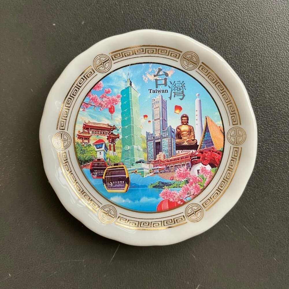 小瓷盤冰箱貼 造型冰箱貼 插畫冰箱貼 小圓盤磁鐵 台灣紀念品 新格子 TR台灣鐵道-規格圖4