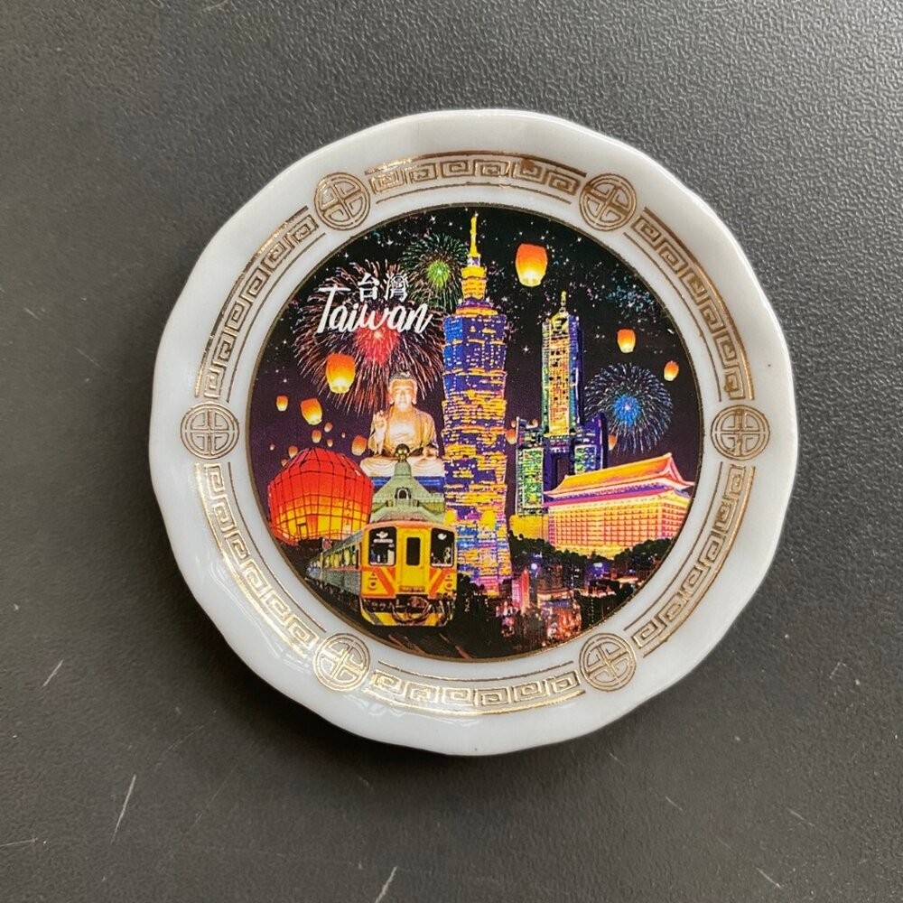 小瓷盤冰箱貼 造型冰箱貼 插畫冰箱貼 小圓盤磁鐵 台灣紀念品 新格子 TR台灣鐵道-規格圖4
