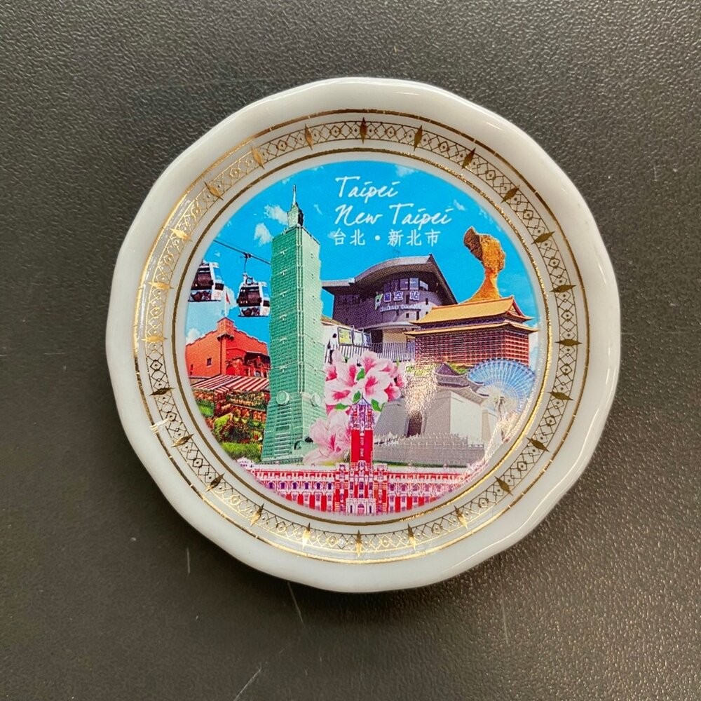 小瓷盤冰箱貼 造型冰箱貼 插畫冰箱貼 小圓盤磁鐵 台灣紀念品 新格子 TR台灣鐵道-規格圖4