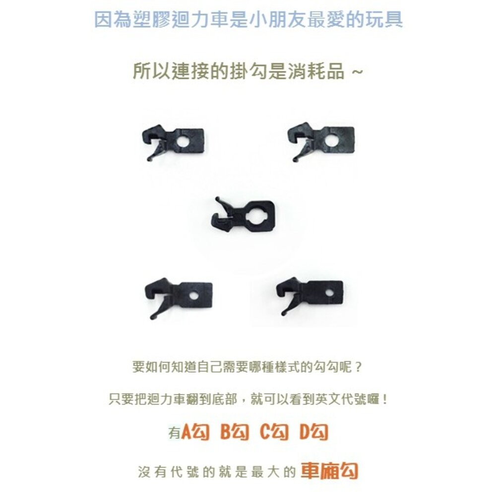 鐵支路迴力車勾勾 替換掛勾 共五款 小朋友精力旺盛又玩斷啦...囧 台鐵小火車迴力車掛勾-細節圖3