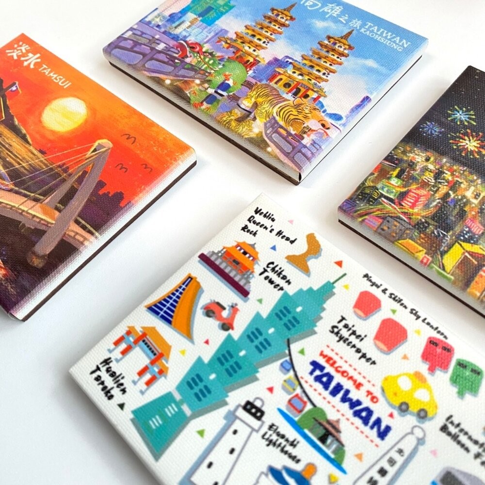 油畫布冰箱貼 裝飾冰箱貼 畫布磁鐵 插圖冰箱貼 台灣紀念品 新格子 TR台灣鐵道-細節圖2