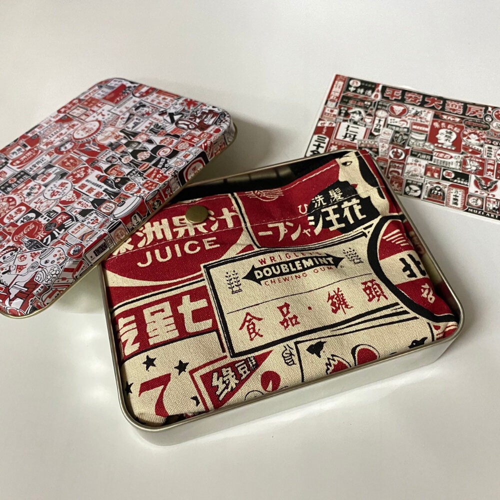 懷舊時光鐵盒小提袋組 收納袋 購物袋 手提袋 台灣紀念 木子創意 TR台灣鐵道-細節圖4
