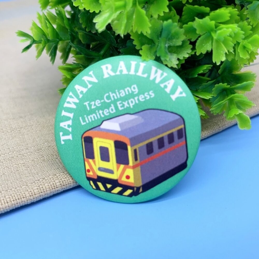 台鐵火車圓形徽章別針 太魯閣 普悠瑪 阿里山 3.7cm圓形霧面火車徽章 新格子 TR台灣鐵道-規格圖3