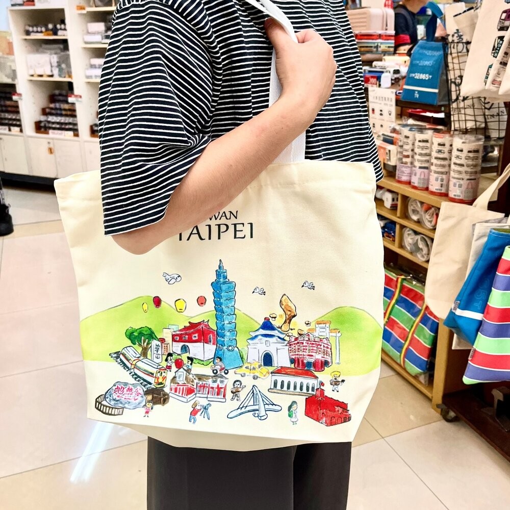 棉布手提袋 單肩包 購物袋 大容量提袋 雙面圖案 台灣紀念品 新格子 TR台灣鐵道-細節圖2
