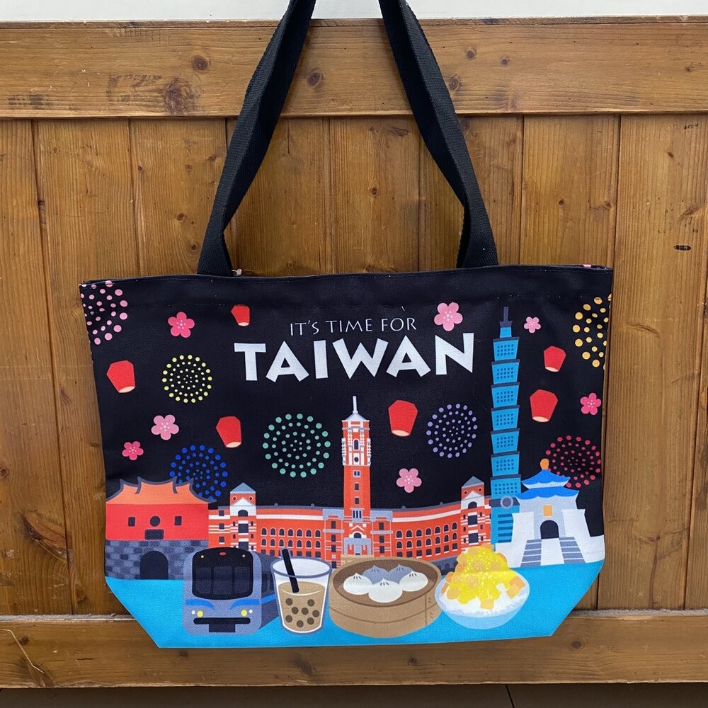 棉布手提袋 單肩包 購物袋 大容量提袋 雙面圖案 台灣紀念品 新格子 TR台灣鐵道-規格圖4
