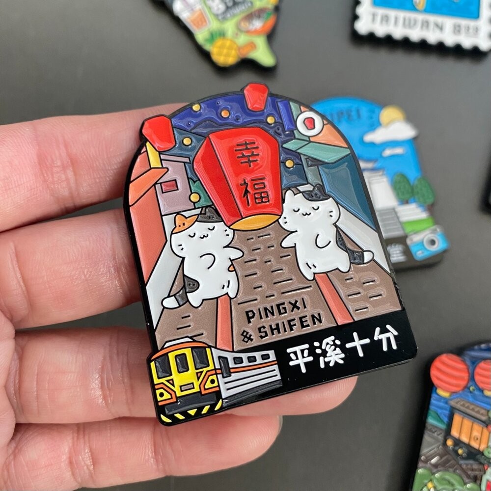 烤漆金屬磁鐵 造型磁鐵 金屬冰箱貼 亮面烤漆吸鐵 台灣紀念品 新格子 TR台灣鐵道-細節圖3