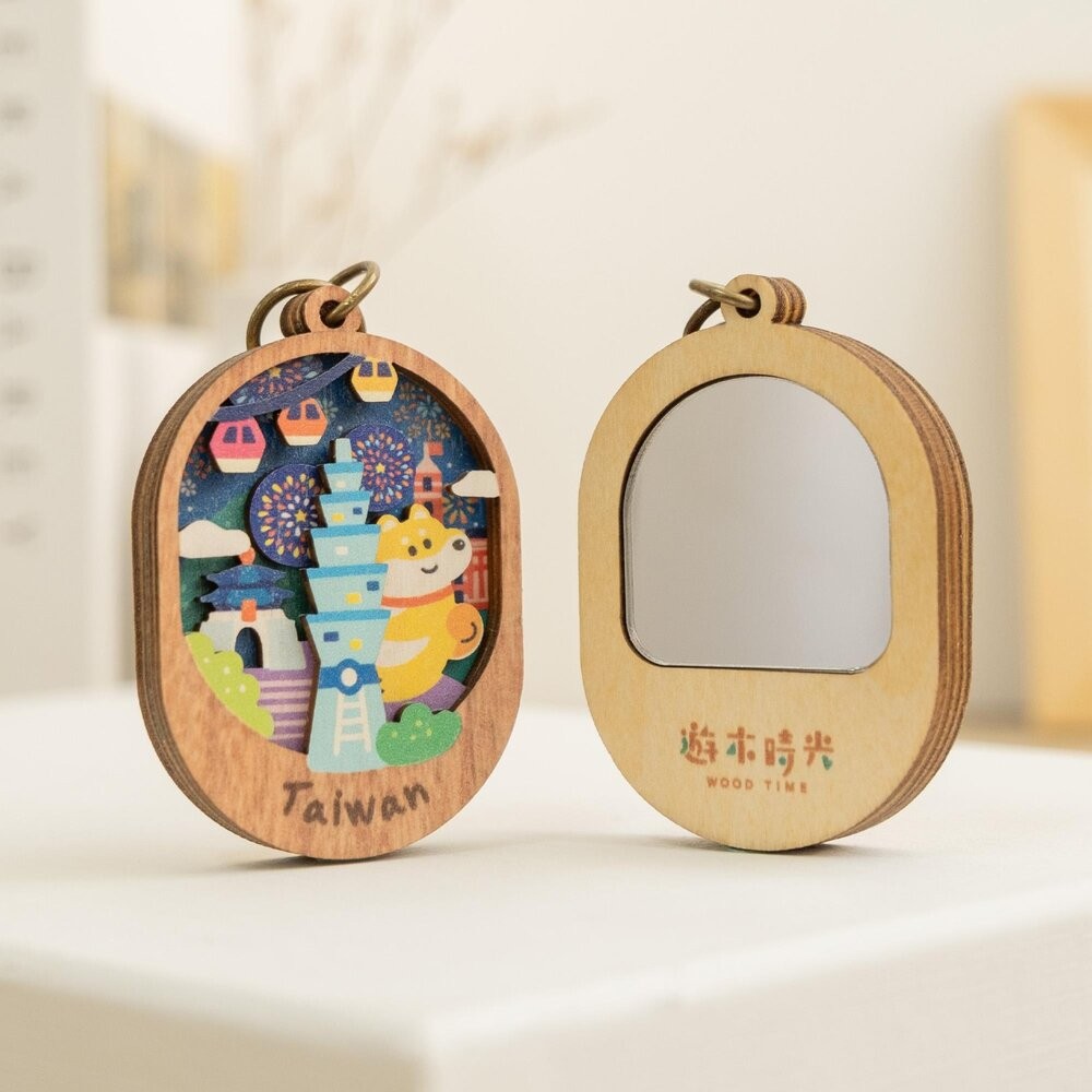微風景小物鏡 小鏡子鑰匙圈 迷你小鏡子 可愛鑰匙圈 木製鑰匙圈 遊木時光 TR台灣鐵道-細節圖3