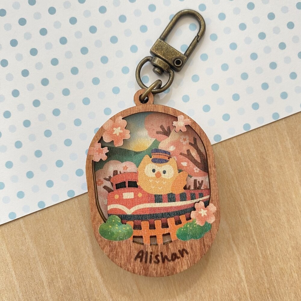 微風景小物鏡 小鏡子鑰匙圈 迷你小鏡子 可愛鑰匙圈 木製鑰匙圈 遊木時光 TR台灣鐵道-規格圖5