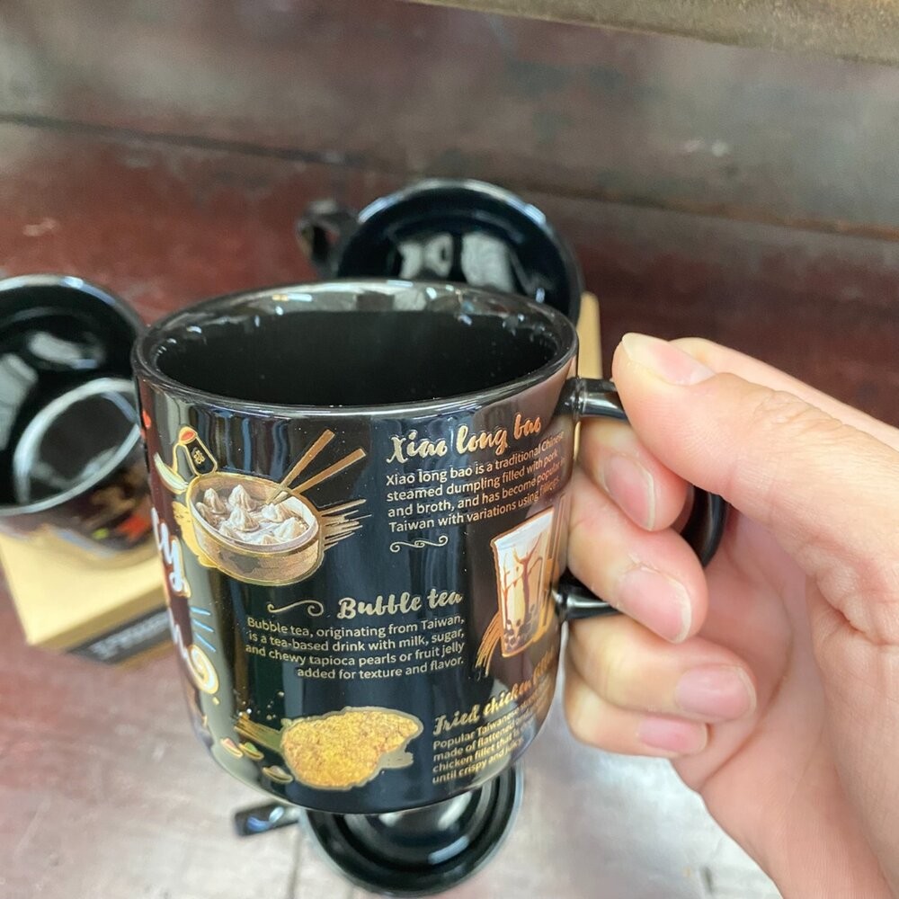 黑金馬克杯 黑色質感馬克杯 金色燙印圖案 小巧容量160ml 台灣紀念品 新格子 TR台灣鐵道-細節圖3
