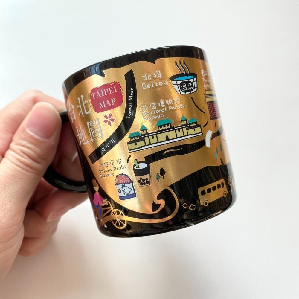 黑金馬克杯 黑色質感馬克杯 金色燙印圖案 小巧容量160ml 台灣紀念品 新格子 TR台灣鐵道-細節圖4