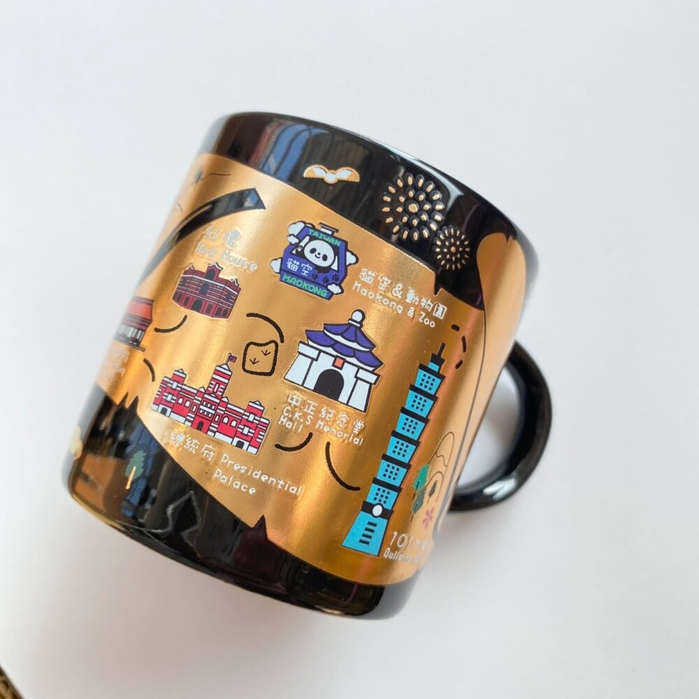 黑金馬克杯 黑色質感馬克杯 金色燙印圖案 小巧容量160ml 台灣紀念品 新格子 TR台灣鐵道-細節圖5