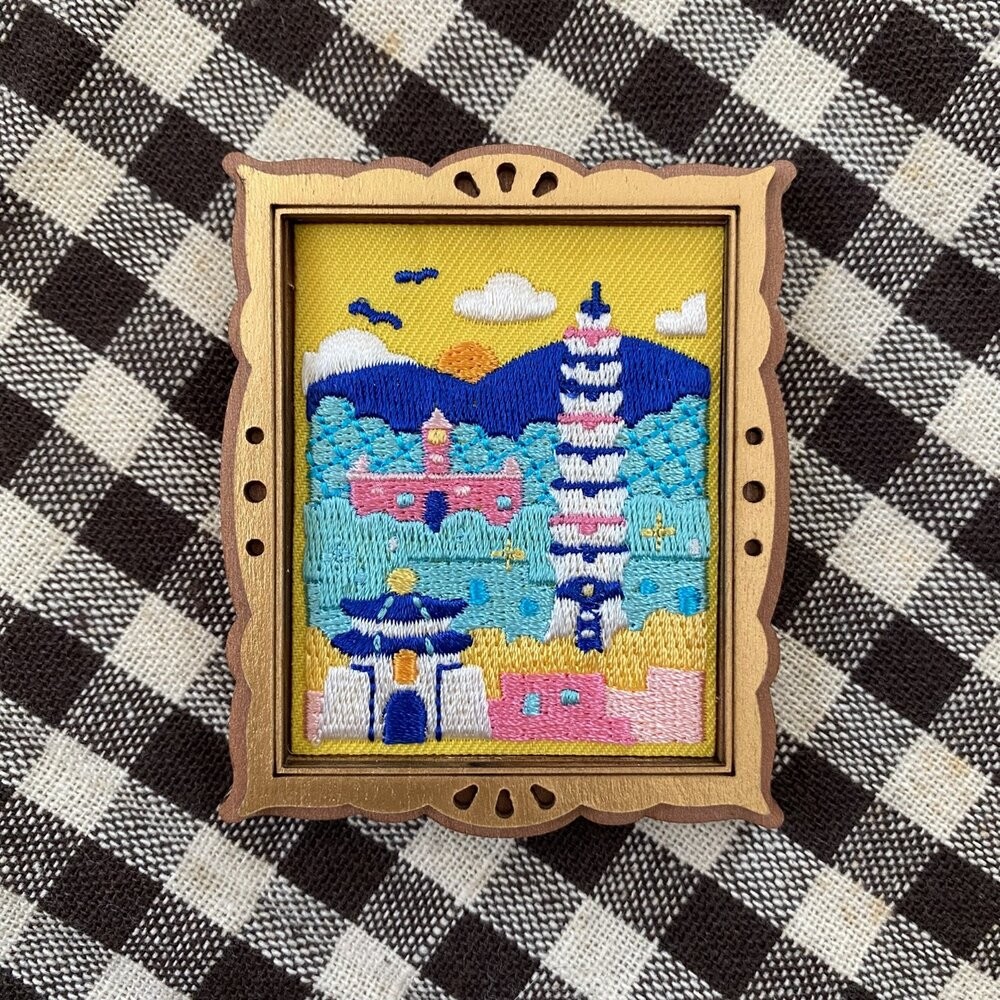 刺繡磁鐵 刺繡小畫框 木質畫框磁鐵 台灣景點 101大樓 阿里山 台灣紀念品 猴子設計 TR台灣鐵道-規格圖7