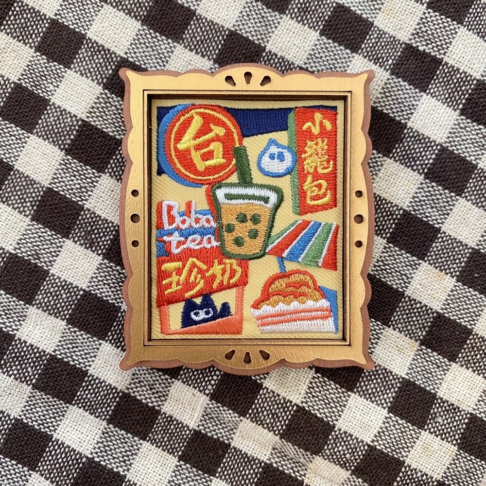刺繡磁鐵 刺繡小畫框 木質畫框磁鐵 台灣景點 101大樓 阿里山 台灣紀念品 猴子設計 TR台灣鐵道-規格圖7