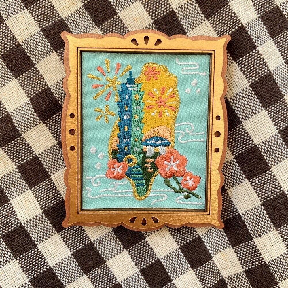 刺繡磁鐵 刺繡小畫框 木質畫框磁鐵 台灣景點 101大樓 阿里山 台灣紀念品 猴子設計 TR台灣鐵道-規格圖7