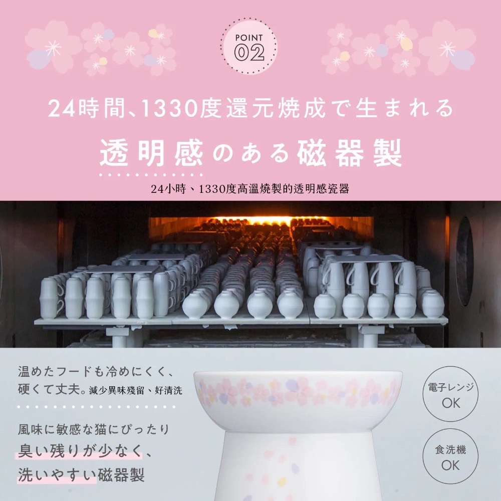 《健康貓》貓壹 快樂食光 2026 櫻花限定款 貓碗/斜口碗/斜淺口M食碗/高腳水碗/食碗-細節圖6