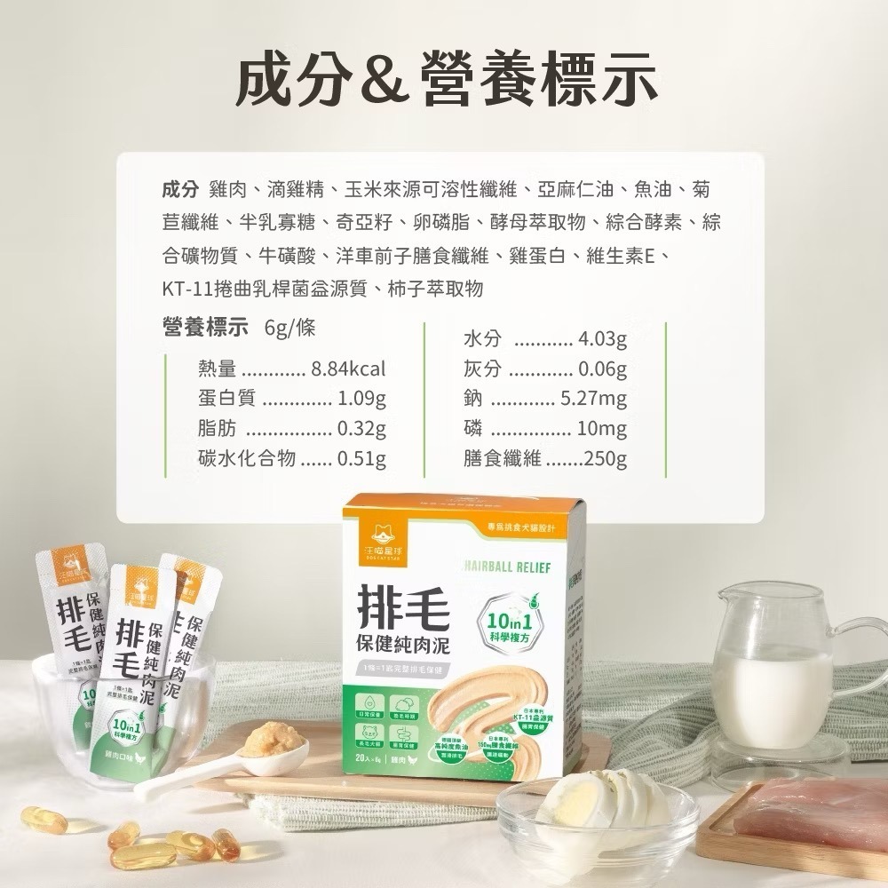 《健康貓》￼【汪喵星球】  排毛保健純肉泥 6G/包 貓狗 保健品 肉泥/汪喵肉泥-細節圖6