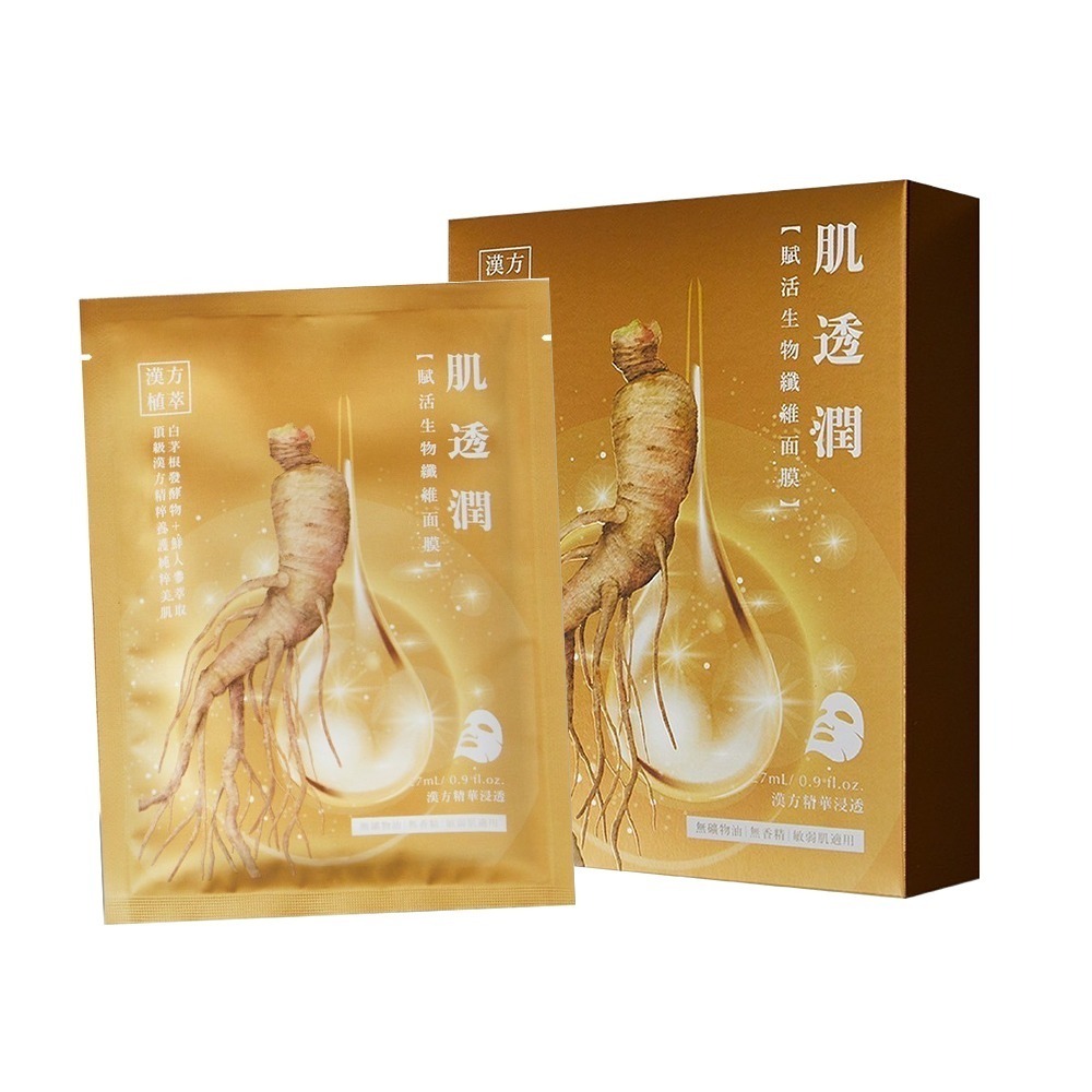 名絢生技｜肌透潤 極致營養水光肌(3入/盒) 人蔘面膜 漢方面膜 生物纖維 貴婦保養 美白 美肌 穩定膚況 高效能保濕-規格圖1