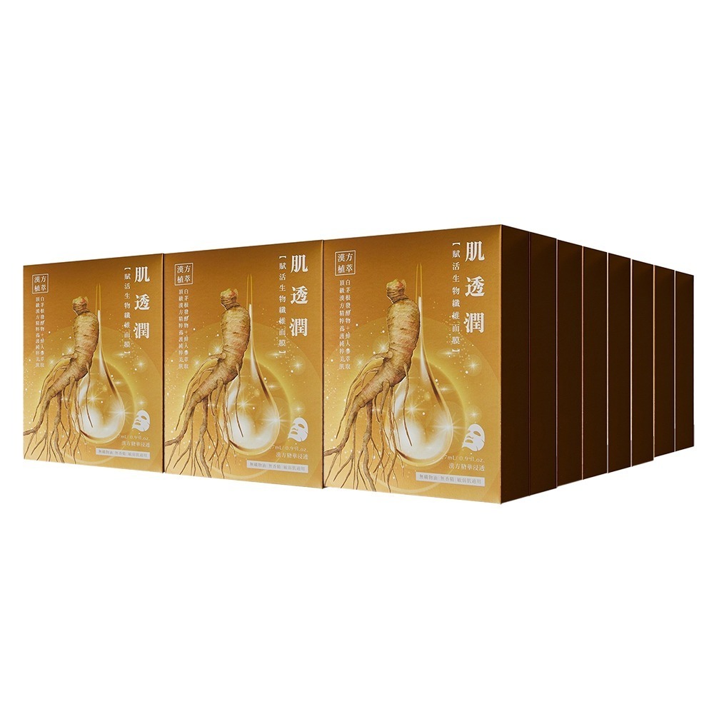 名絢生技｜肌透潤 極致營養水光肌(3入/盒) 人蔘面膜 漢方面膜 生物纖維 貴婦保養 美白 美肌 穩定膚況 高效能保濕-規格圖1
