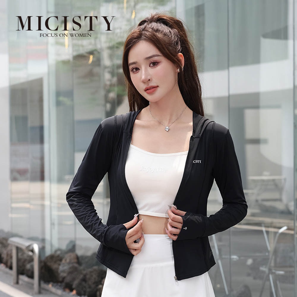 MICISTY 瑜伽防曬衣 防曬外套 防曬衣 防曬口罩 防曬帽 防曬面罩 修身 顯瘦 穿搭 出遊必備 機車族必備-細節圖4