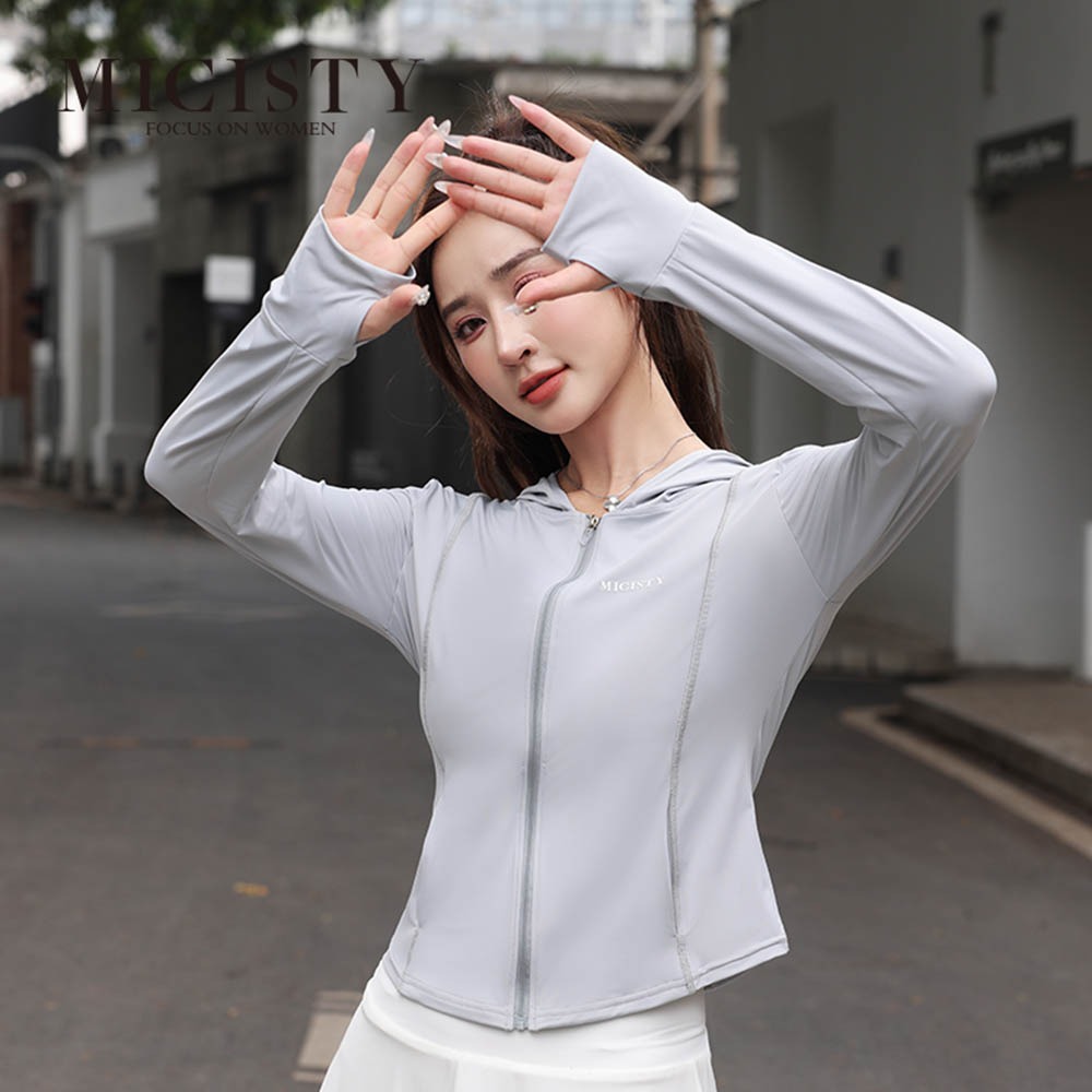 MICISTY 瑜伽防曬衣 防曬外套 防曬衣 防曬口罩 防曬帽 防曬面罩 修身 顯瘦 穿搭 出遊必備 機車族必備-規格圖4