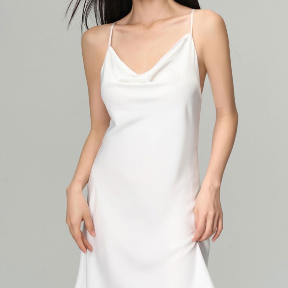 MICISTY 睡衣｜水光冰絲吊帶睡裙 居家睡衣 夏季睡衣 清涼 四季睡衣 居家服 吊帶裙-細節圖4