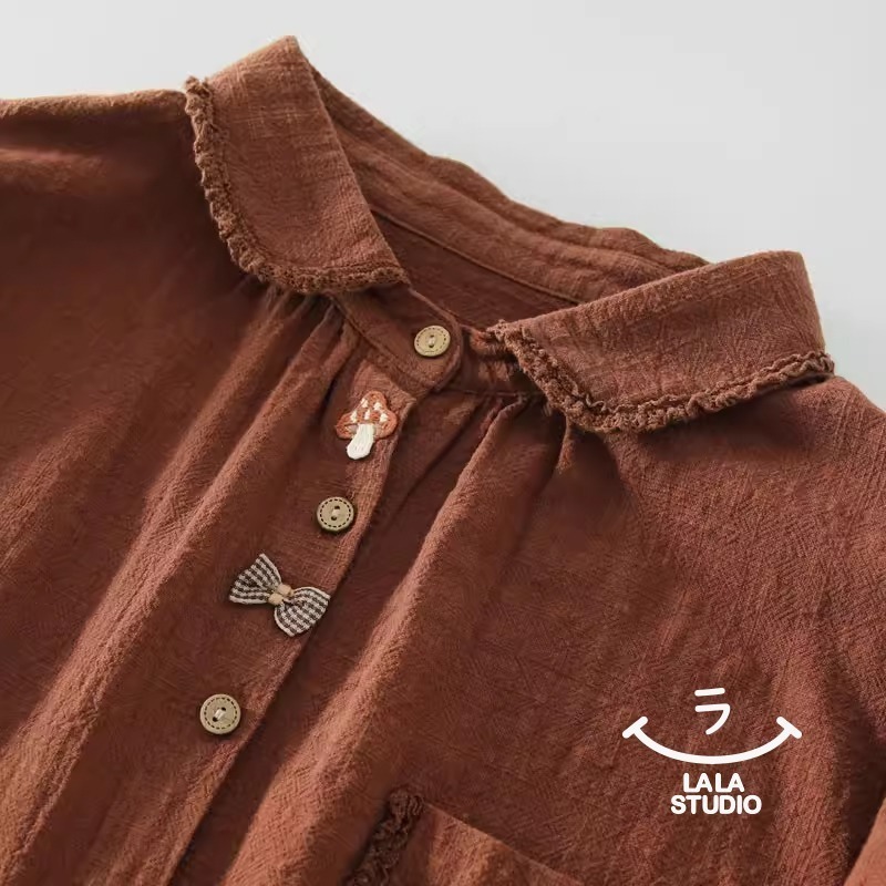 𝕃𝔸𝕃𝔸 𝕊𝕋𝕌𝔻𝕀𝕆 日系小翻領蕾絲花邊長袖襯衫上衣 ˚ʚ  2色 ɞ˚-細節圖4