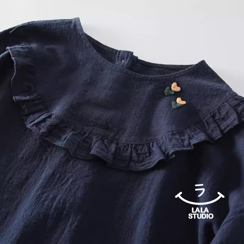 𝕃𝔸𝕃𝔸 𝕊𝕋𝕌𝔻𝕀𝕆 日系圓領木耳花邊領長袖襯衫上衣-細節圖2