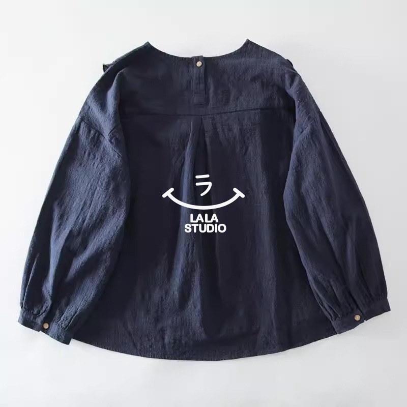 𝕃𝔸𝕃𝔸 𝕊𝕋𝕌𝔻𝕀𝕆 日系圓領木耳花邊領長袖襯衫上衣-細節圖8