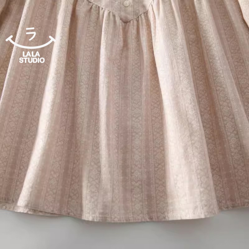 𝕃𝔸𝕃𝔸 𝕊𝕋𝕌𝔻𝕀𝕆 日系蕾絲花邊領溫柔印花長袖襯衫上衣-粉色-細節圖6